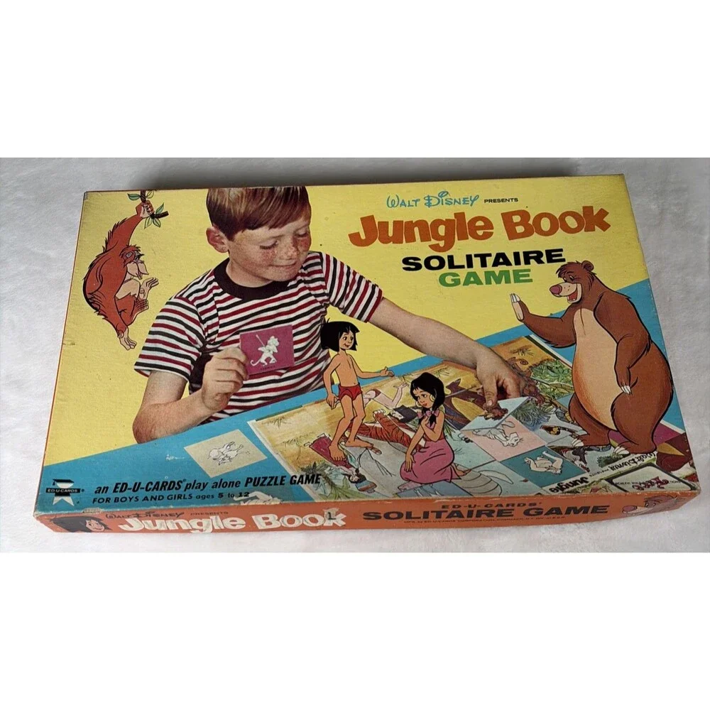 Vintage Walt Disney Jungle Book Solitaire Game Ed-U-Cards Complete